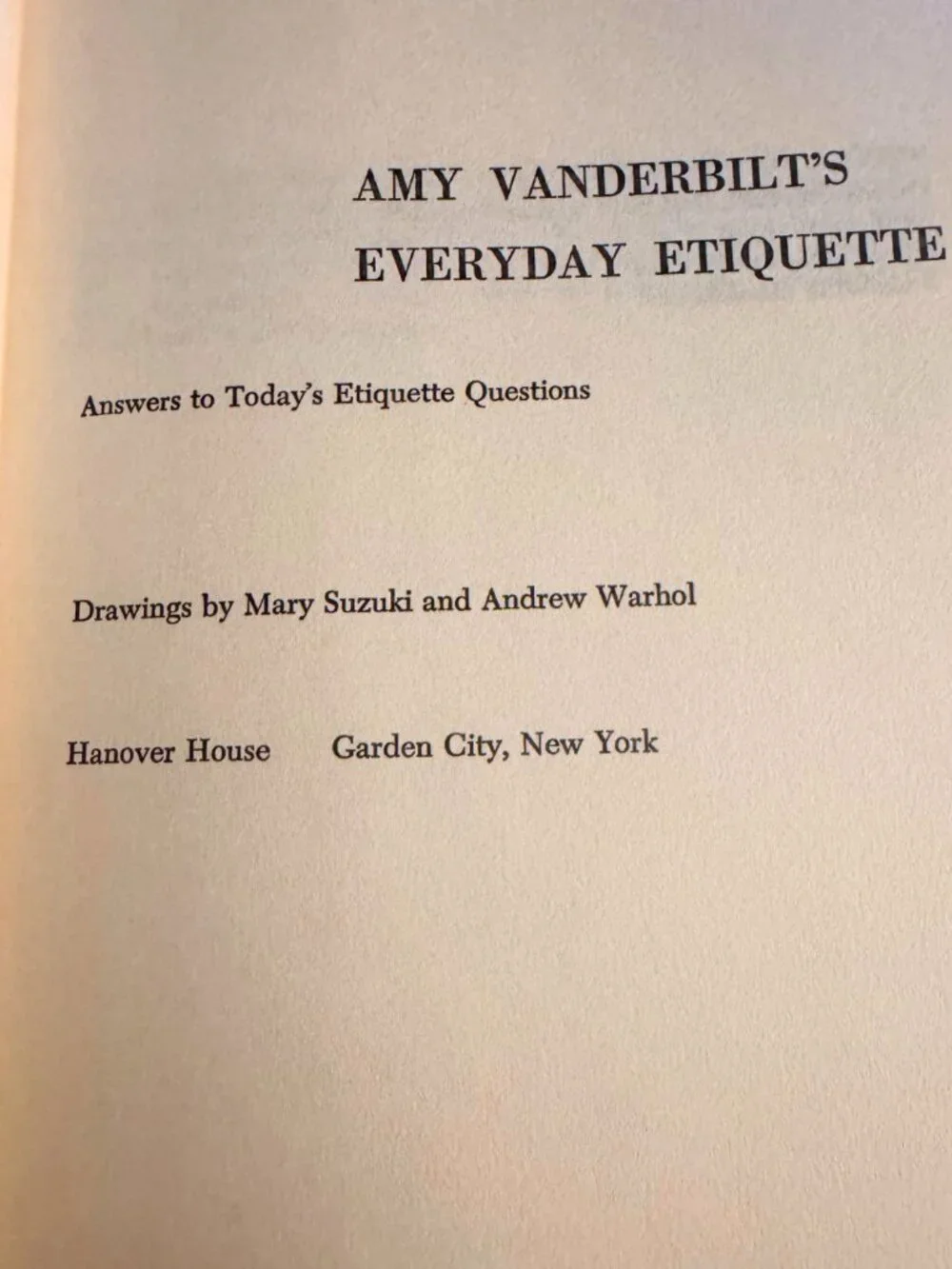 Vintage 1956 Amy Vanderbilt Everyday Etiquette Book Andy Warhol Illustrations
